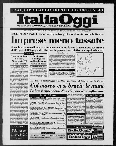 Italia oggi : quotidiano di economia finanza e politica